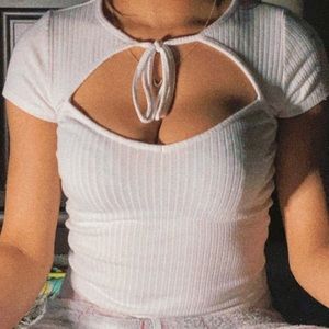 White cut out top